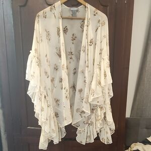 Floral Cream Kimono Cardigan
